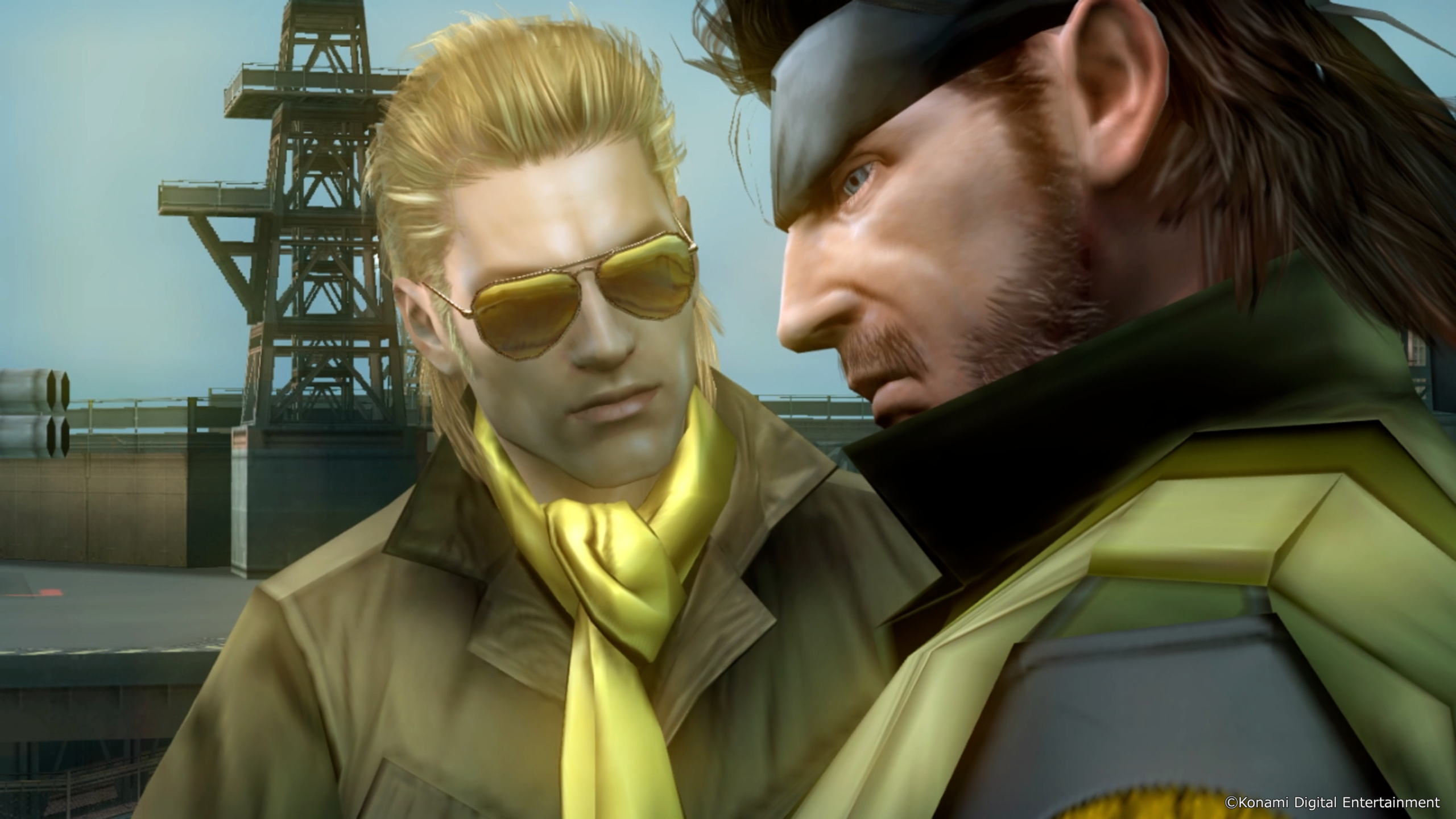 MGS4のカットシーン(リキッド・オセロットとスネーク、いずれも本編に登場するキャラクター)