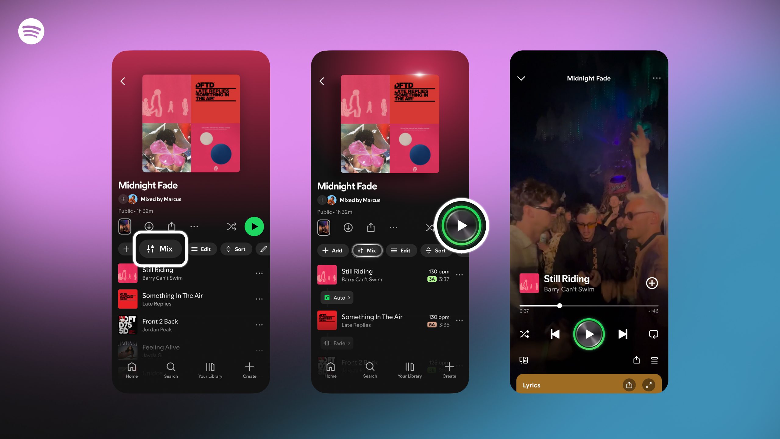 Spotify Mixを有効にする操作画面