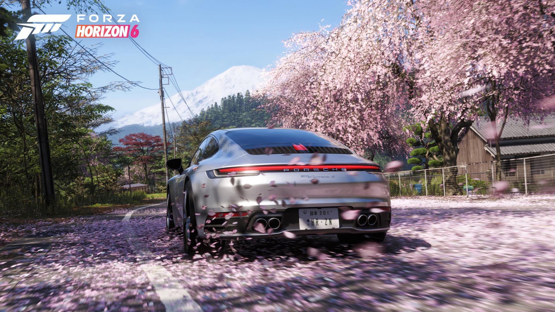 桜とドライブシーン