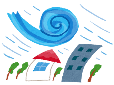台風13号の接近をイメージした台風・自然災害のイラスト