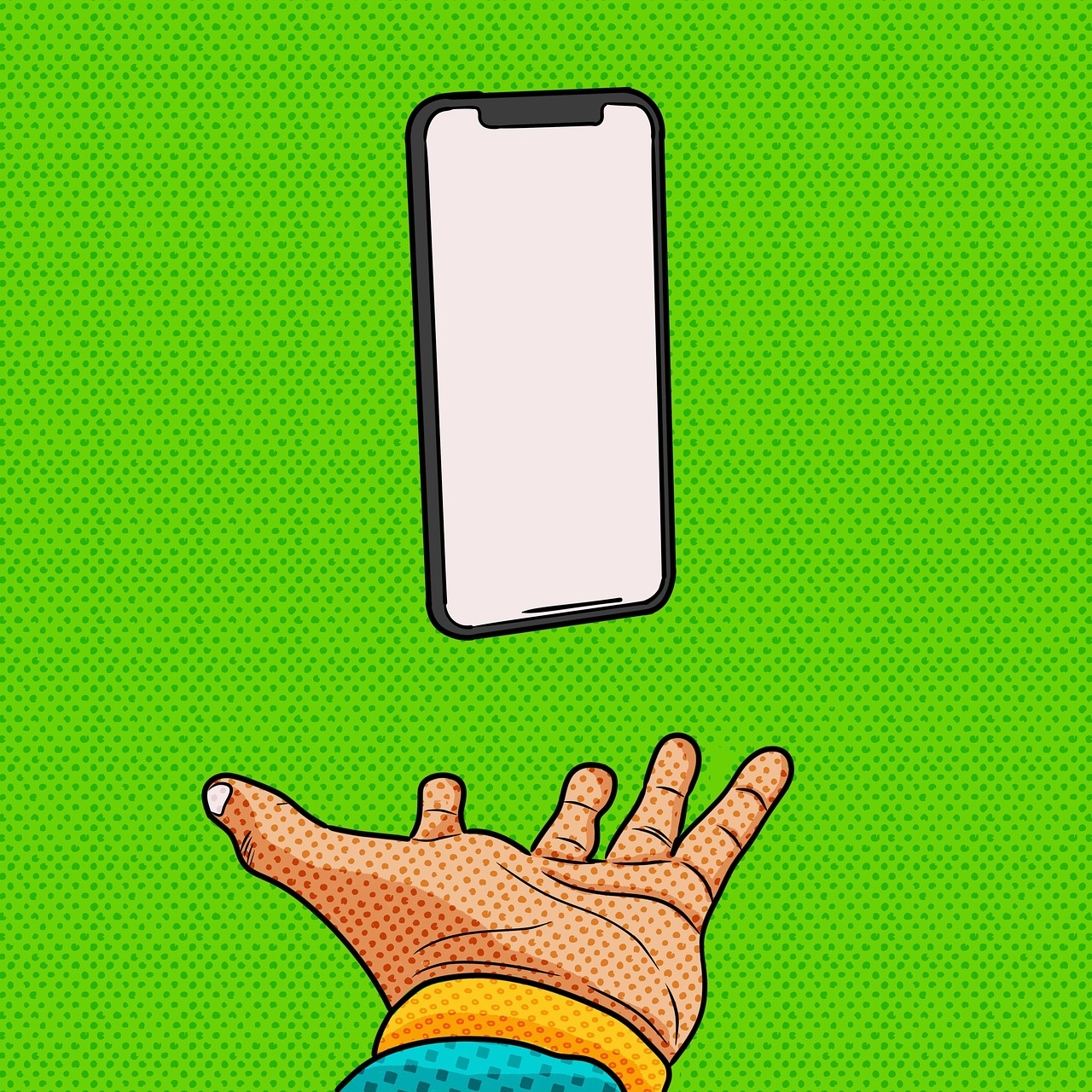 スマートフォンでキャッシュレス決済を操作するイラスト