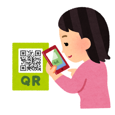 QRコードを読み取る人のイラスト