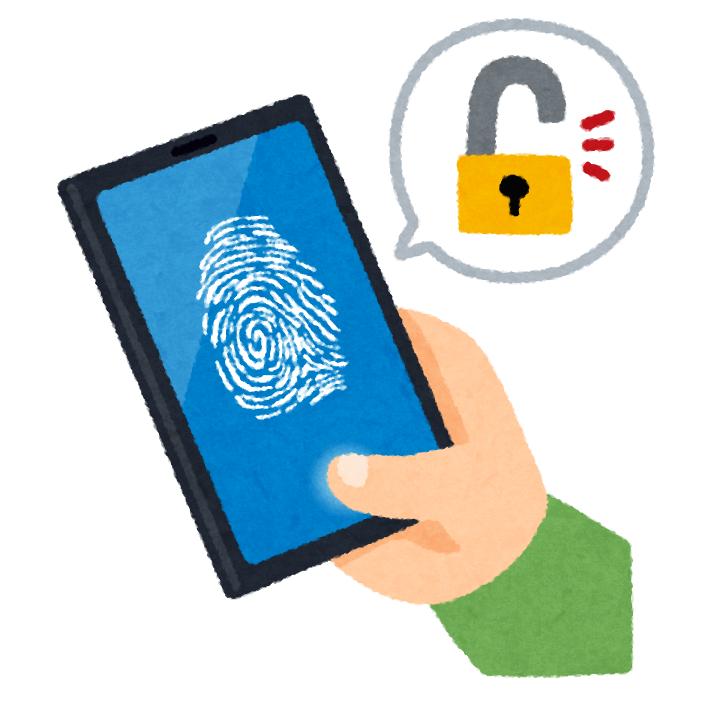 スマートフォンで指紋認証を行う画面のイラスト