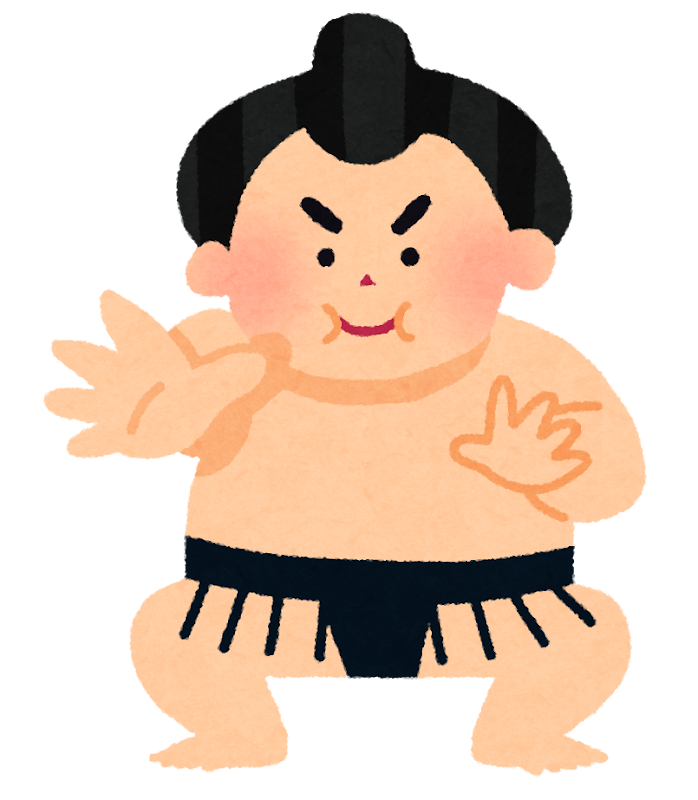 土俵上で張り手をする力士のイラスト