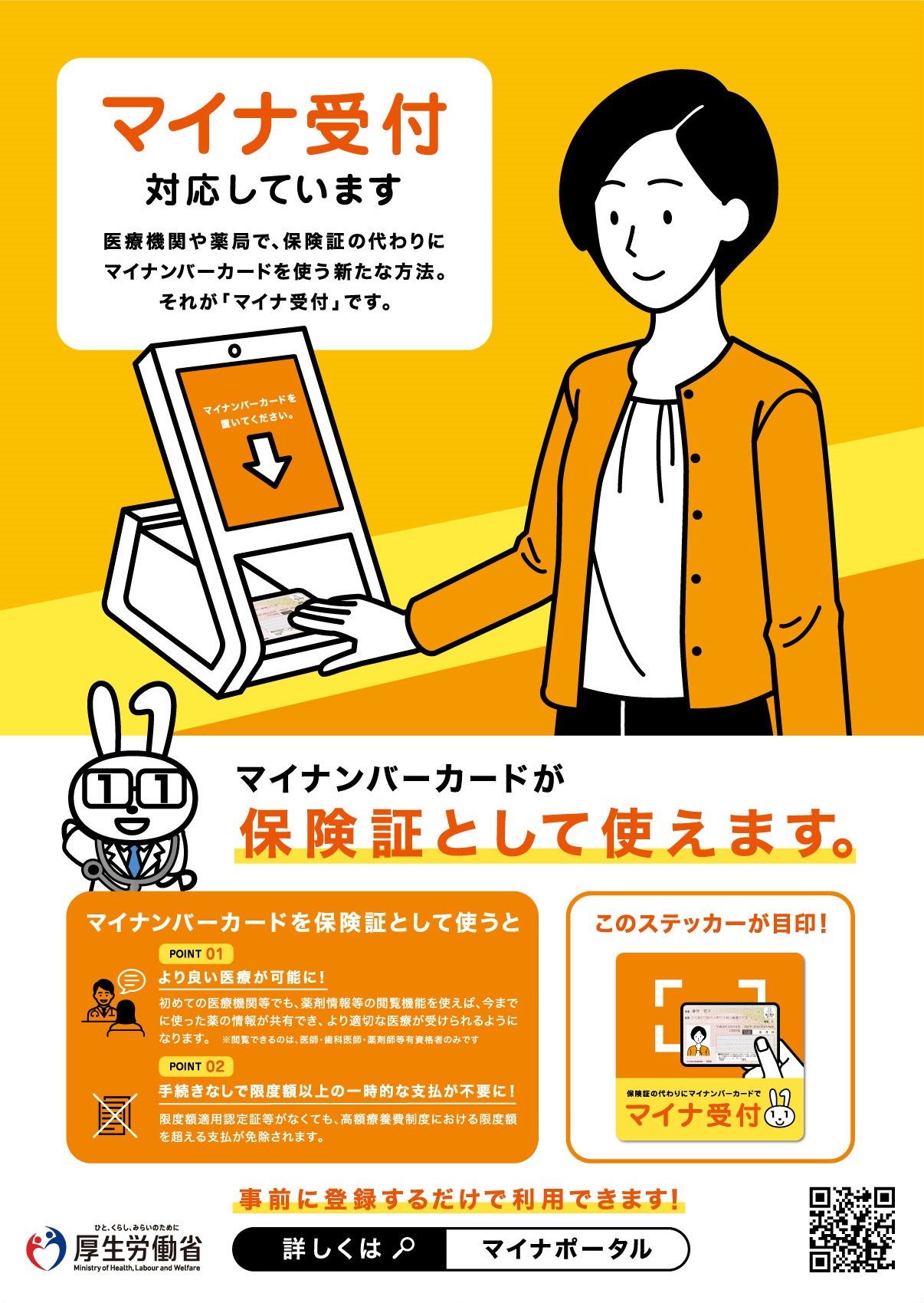 医療機関・薬局の窓口で提示するものを案内する厚生労働省の周知素材