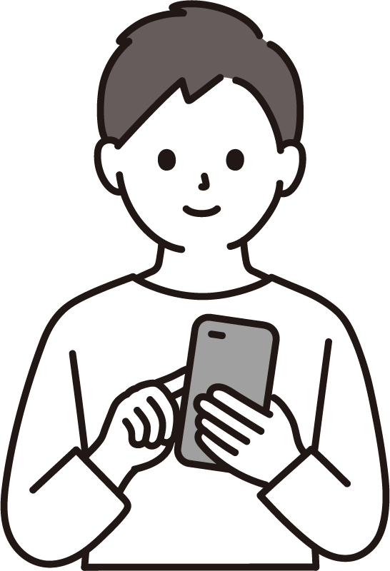 スマートフォンでGビズIDアプリの認証操作をするイメージ