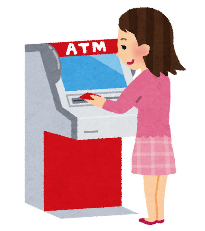 ATMを使う人のイラスト
