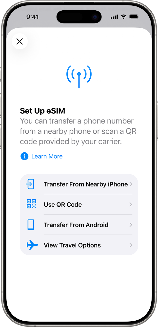 iPhoneの「設定」アプリでモバイル通信を設定する画面