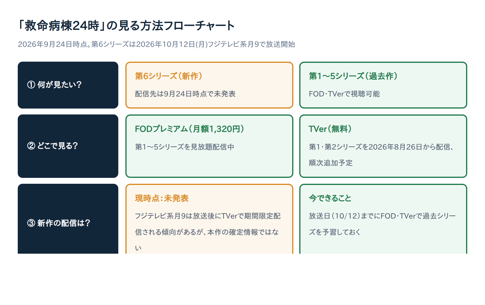 「救命病棟24時」第6シリーズはどこで見れる？配信サービスとキャスト・相関図まとめ