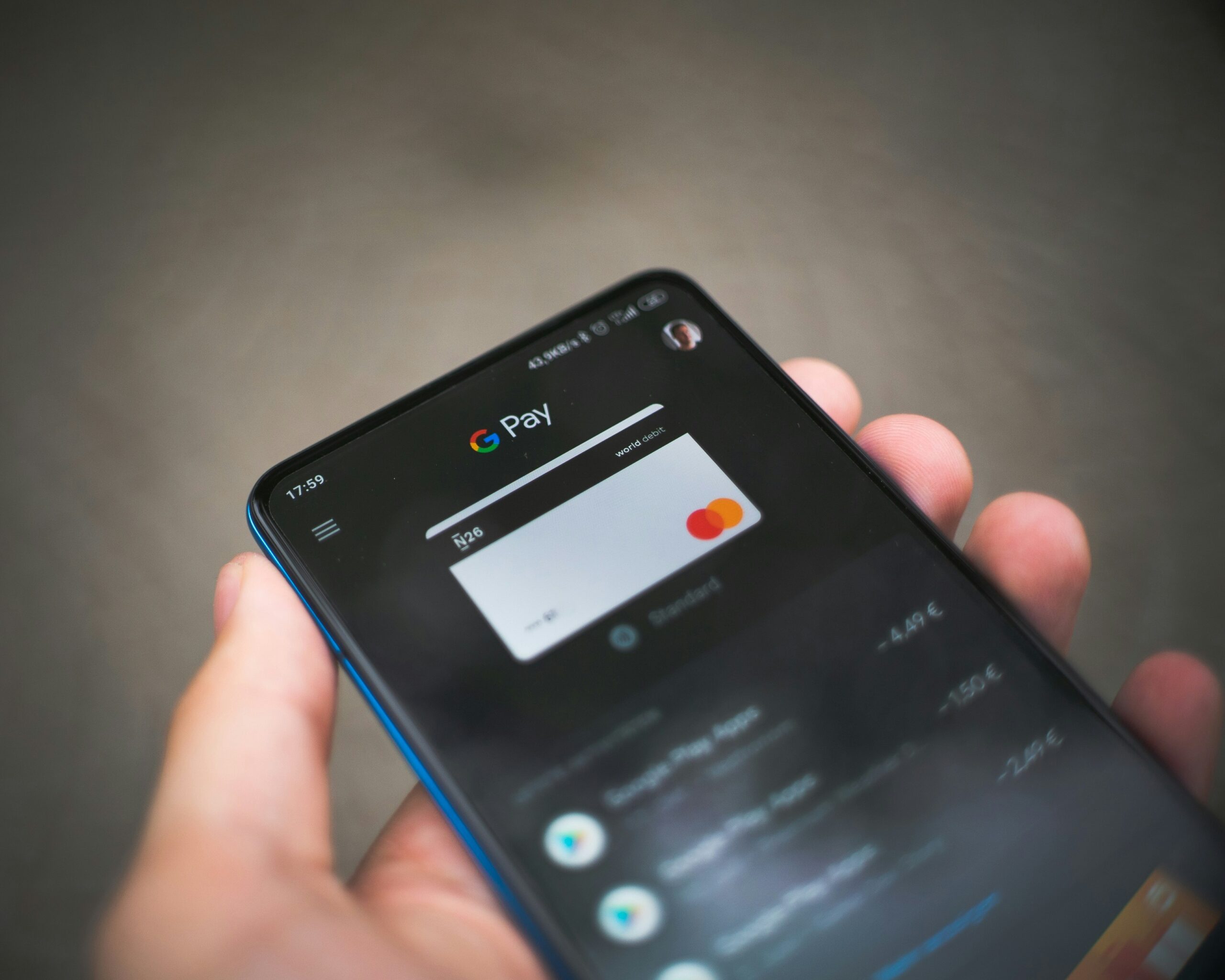 スマートフォンに表示されたGoogle Payの決済画面