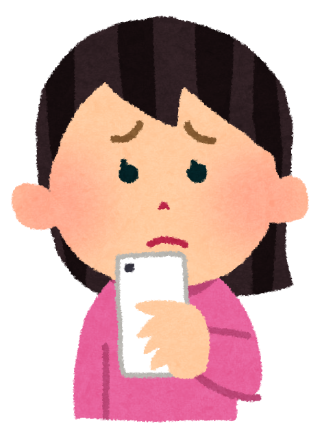 スマートフォンの操作で困っている人のイラスト