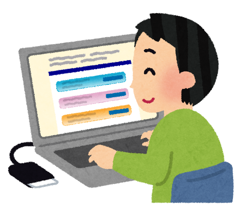 原因を切り分けながらe-Tax申告と向き合う人のイラスト