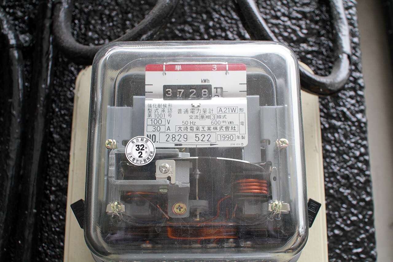 家庭用の電力量計（イメージ）