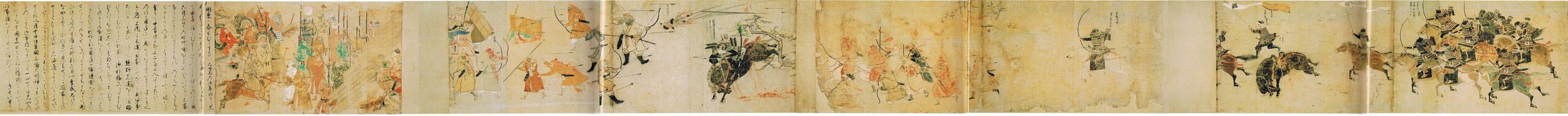 蒙古襲来絵詞に描かれた文永の役の戦闘場面。鳥飼浜での合戦とみられる