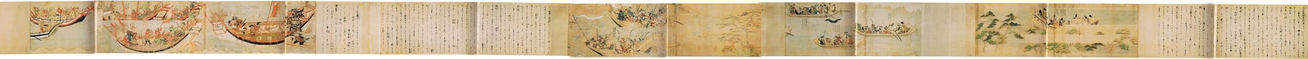 蒙古襲来絵詞に描かれた弘安の役の船上での白兵戦の場面