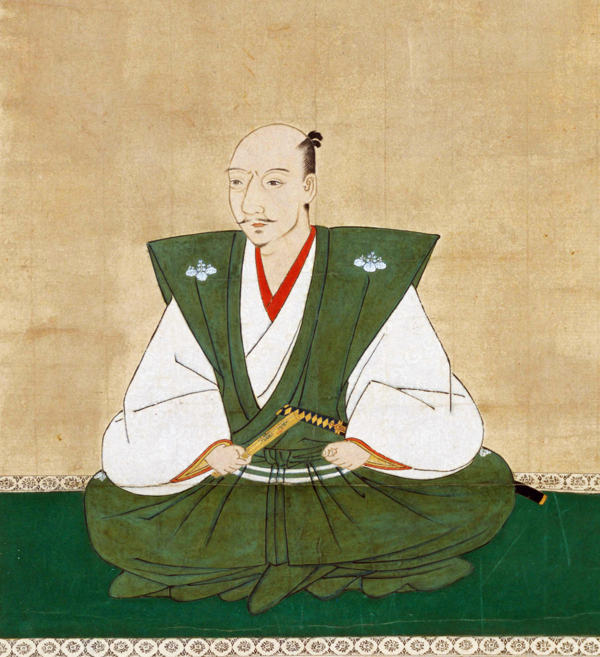 織田信長像（部分、長興寺蔵、狩野宗秀筆、天正11年＝1583年）
