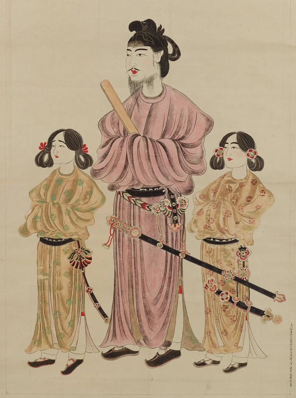 狩野養信が1842年に描いた聖徳太子及び二王子像の模本（Wikimedia Commons、パブリックドメイン）