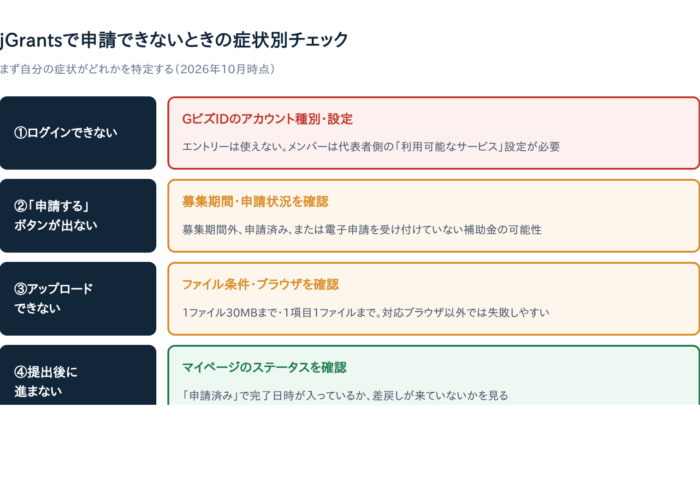 【jGrants】申請できない・ログインできない・アップロードできない時の対処法7選｜持続化補助金にも対応