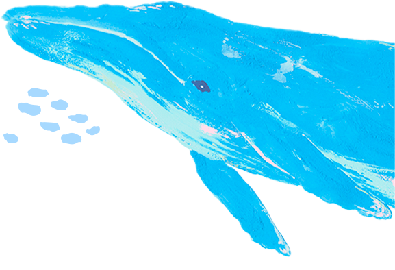 「南田南弁護士は天才肌」のビジュアルに使われたクジラたちのイラスト(出典:カンテレ公式サイト)