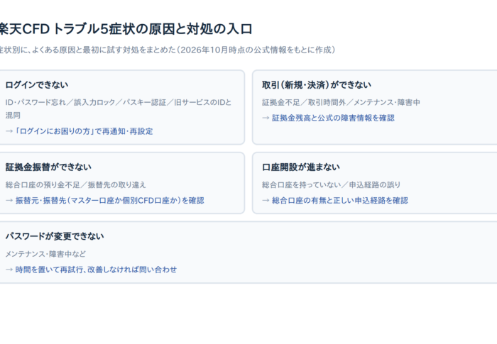 楽天CFDにログイン・取引できない時の対処法7選【症状別に解説】