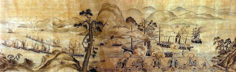 馬関戦争図（藤島常興筆、下関市立長府博物館蔵）